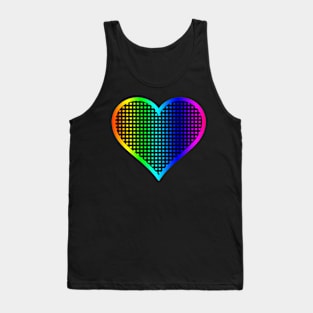 Rainbow and Black Gingham Heart Tank Top